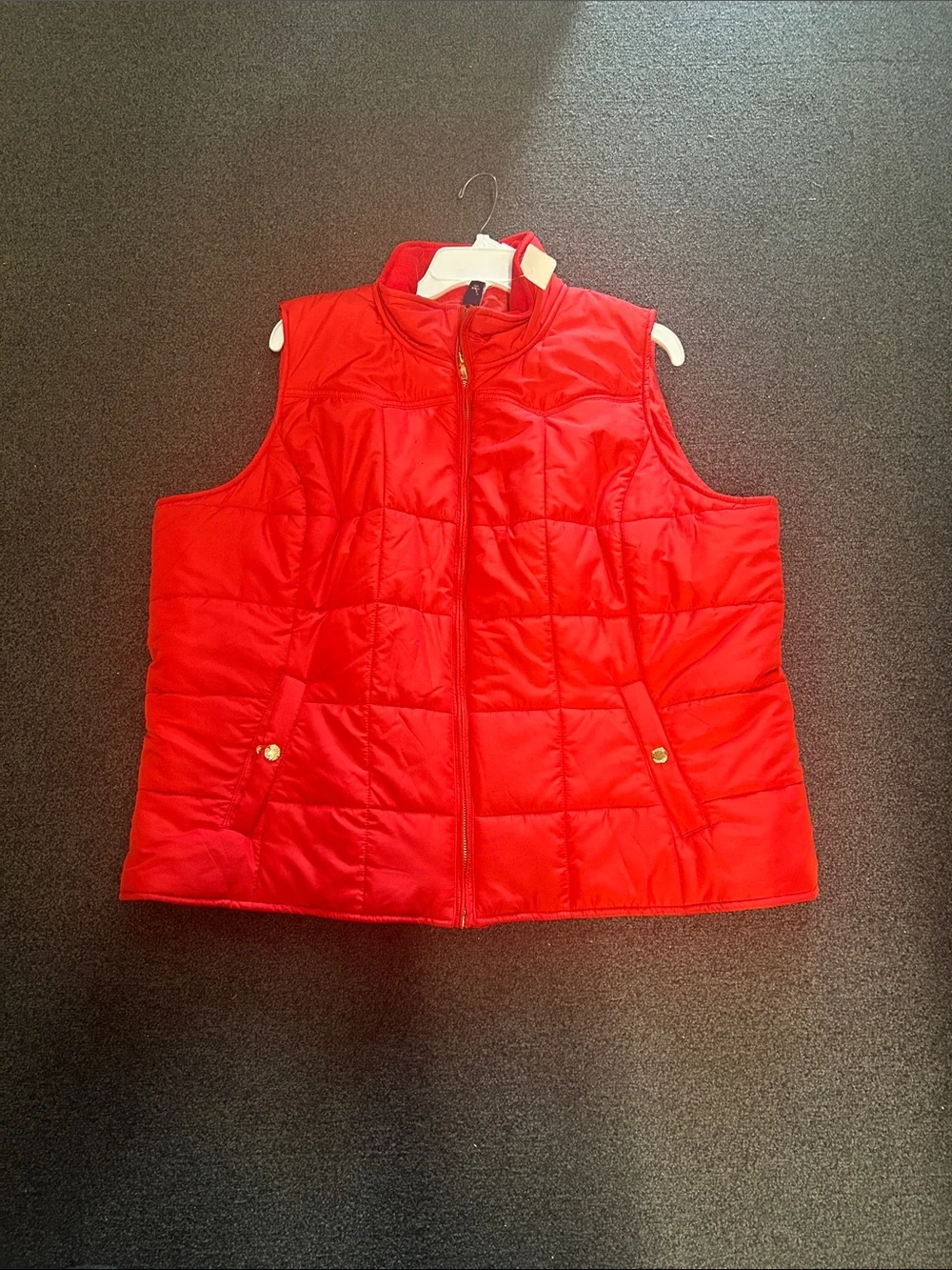 Chaps Red Quilted Puffer Vest - Sleeveless Zip Front 070726#